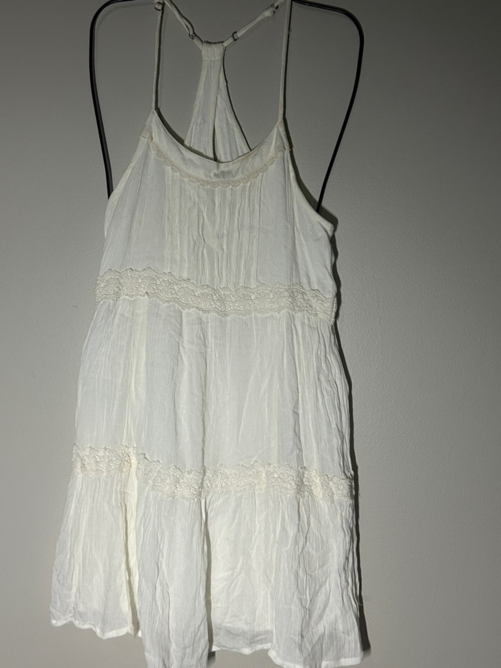 Hollister Cream Lace-Trim Halter Blouse